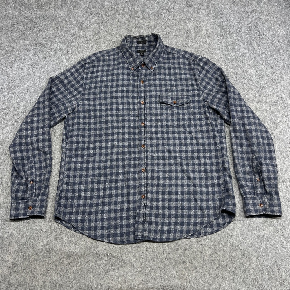 J Crew Shirt Mens XL Blue Check Flannel Long Sleeve Button Slim Fit Casual